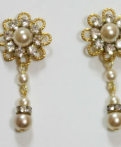 Vintage gold rhinestone Bridal Earrings,Wedding Rhinestone earrings -Fern