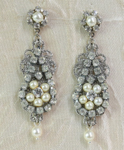Chandelier Earrings Vintage style, Rhinestone earrings,deco - Lia