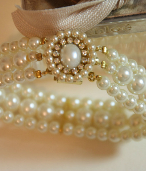 Wedding Pearl Bracelet,Bridal Statement,Swarovski,gold