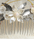 Bridal flower hair comb,Wedding pearl,silver,Flower, Swarovski